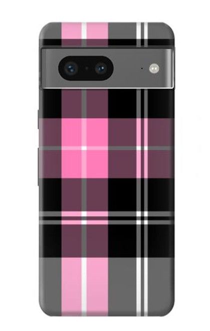 W3091 Pink Plaid Pattern Hard Case and Leather Flip Case For Google Pixel 7a