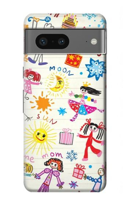 W3280 Kids Drawing Hard Case and Leather Flip Case For Google Pixel 7a