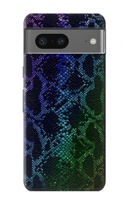 W3366 Rainbow Python Skin Graphic Print Hard Case and Leather Flip Case For Google Pixel 7a