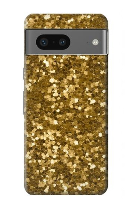 W3388 Gold Glitter Graphic Print Hard Case and Leather Flip Case For Google Pixel 7a