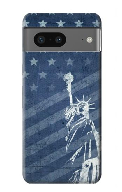 W3450 US Flag Liberty Statue Hard Case and Leather Flip Case For Google Pixel 7a