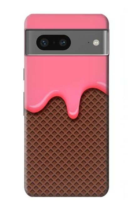 W3754 Strawberry Ice Cream Cone Hard Case and Leather Flip Case For Google Pixel 7a