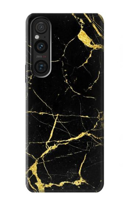 W2896 Gold Marble Graphic Printed Hard Case and Leather Flip Case For Sony Xperia 1 V