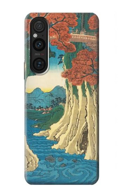 W3348 Utagawa Hiroshige The Monkey Bridge Hard Case and Leather Flip Case For Sony Xperia 1 V