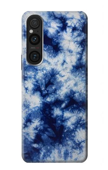 W3439 Fabric Indigo Tie Dye Hard Case and Leather Flip Case For Sony Xperia 1 V