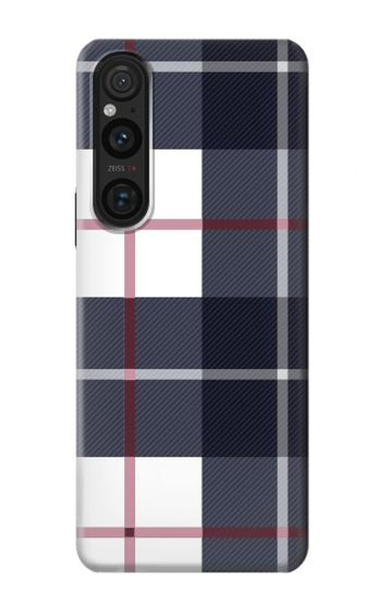 W3452 Plaid Fabric Pattern Hard Case and Leather Flip Case For Sony Xperia 1 V
