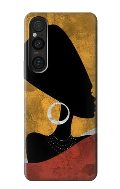 W3453 African Queen Nefertiti Silhouette Hard Case and Leather Flip Case For Sony Xperia 1 V