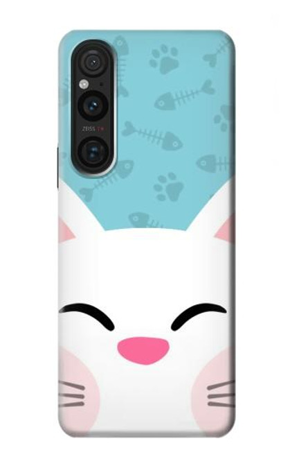 W3542 Cute Cat Cartoon Hard Case and Leather Flip Case For Sony Xperia 1 V