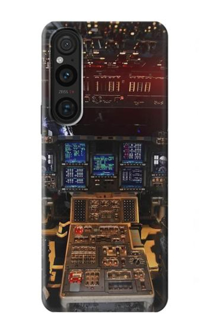 W3836 Airplane Cockpit Hard Case and Leather Flip Case For Sony Xperia 1 V