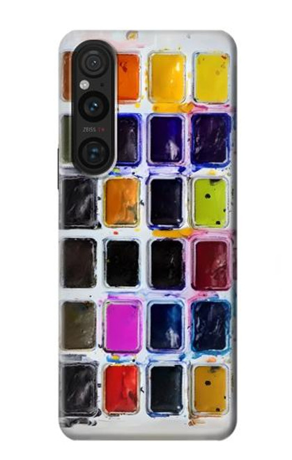 W3956 Watercolor Palette Box Graphic Hard Case and Leather Flip Case For Sony Xperia 1 V