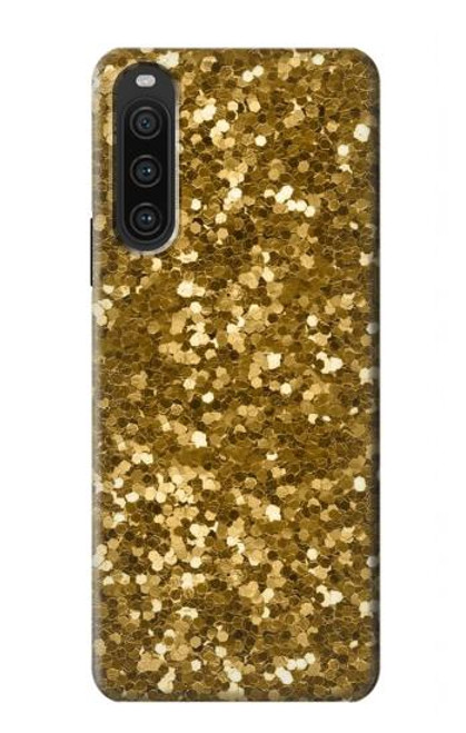 W3388 Gold Glitter Graphic Print Hard Case and Leather Flip Case For Sony Xperia 10 V