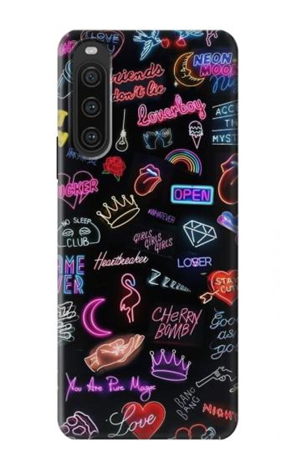 W3433 Vintage Neon Graphic Hard Case and Leather Flip Case For Sony Xperia 10 V