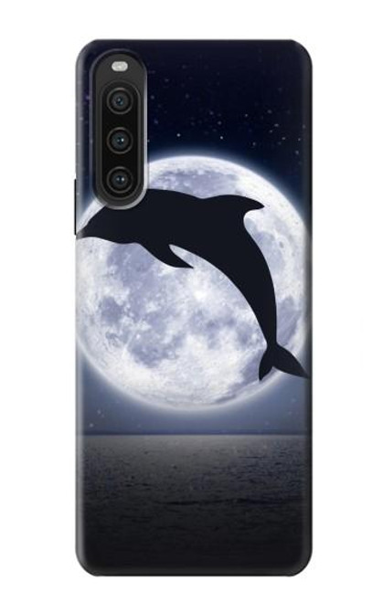 W3510 Dolphin Moon Night Hard Case and Leather Flip Case For Sony Xperia 10 V