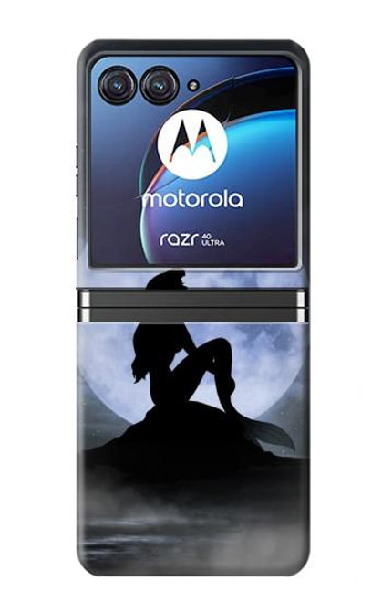 W2668 Mermaid Silhouette Moon Night Hard Case For Motorola Razr 40 Ultra