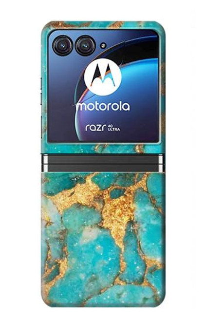 W2906 Aqua Turquoise Stone Hard Case For Motorola Razr 40 Ultra