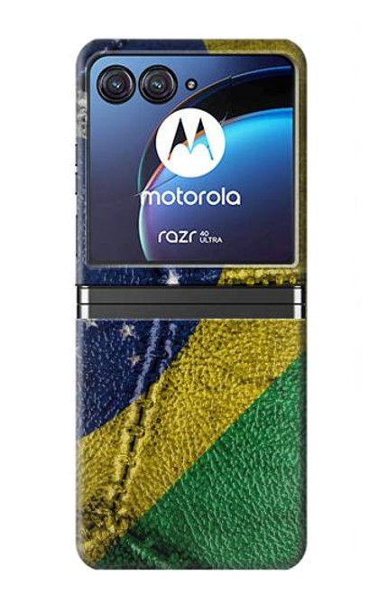 W3297 Brazil Flag Vintage Football Graphic Hard Case For Motorola Razr 40 Ultra