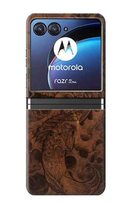 W3405 Fish Tattoo Leather Graphic Print Hard Case For Motorola Razr 40 Ultra