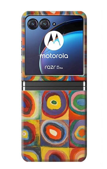 W3409 Squares Concentric Circles Hard Case For Motorola Razr 40 Ultra