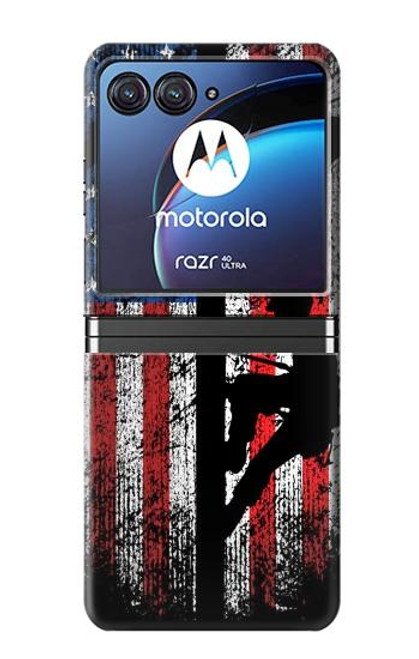 W3803 Electrician Lineman American Flag Hard Case For Motorola Razr 40 Ultra