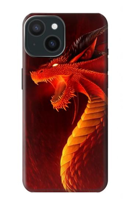 W0526 Red Dragon Hard Case and Leather Flip Case For iPhone 15