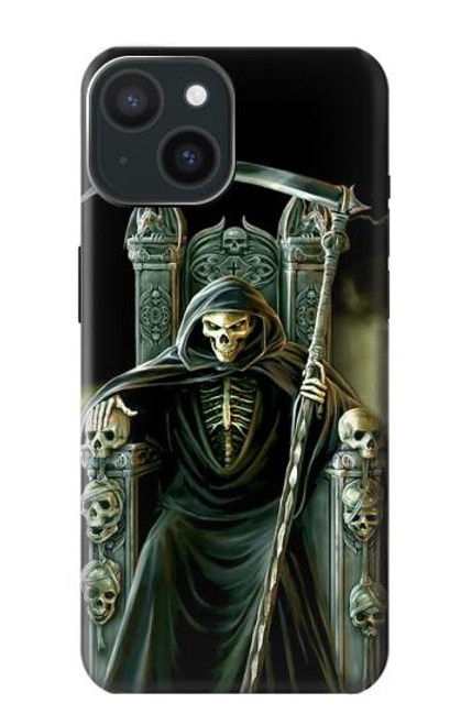 W1024 Grim Reaper Skeleton King Hard Case and Leather Flip Case For iPhone 15