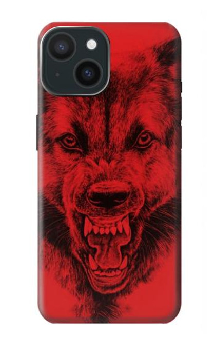 W1090 Red Wolf Hard Case and Leather Flip Case For iPhone 15