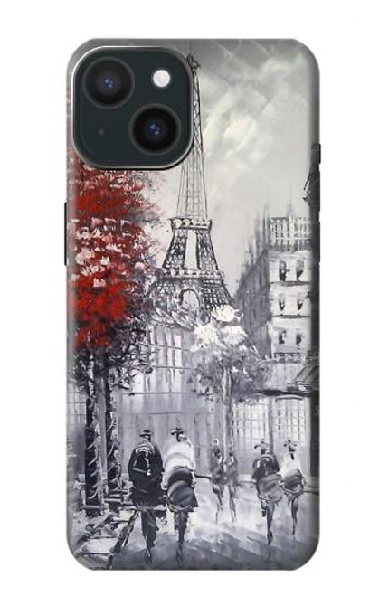W1295 Eiffel Painting of Paris Hard Case and Leather Flip Case For iPhone 15