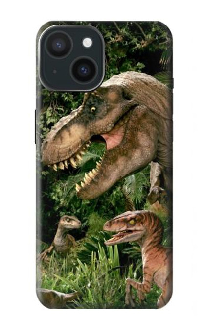 W1452 Trex Raptor Dinosaur Hard Case and Leather Flip Case For iPhone 15