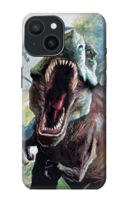 W1453 Trex Tyrannosaurus Rex Dinosaur Hard Case and Leather Flip Case For iPhone 15