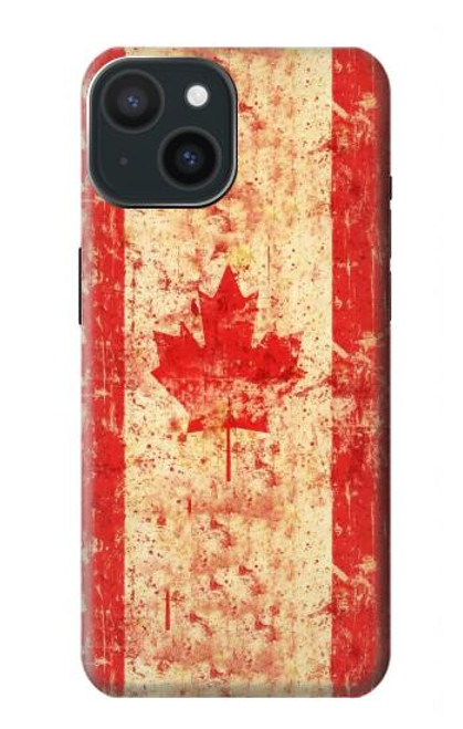 W1603 Canada Flag Old Vintage Hard Case and Leather Flip Case For iPhone 15