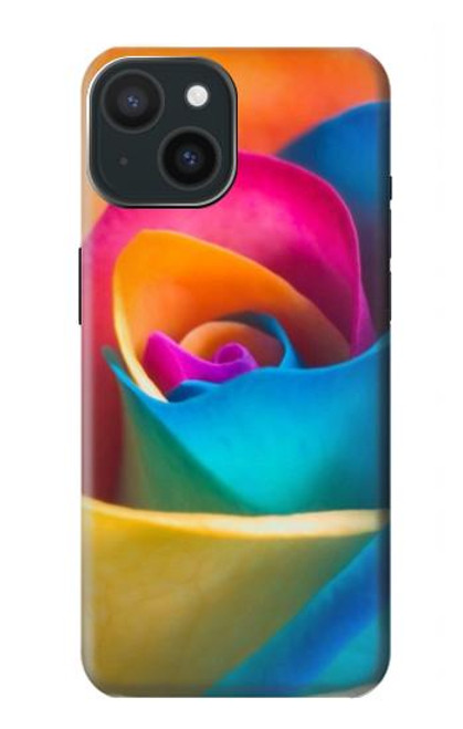 W1671 Rainbow Colorful Rose Hard Case and Leather Flip Case For iPhone 15