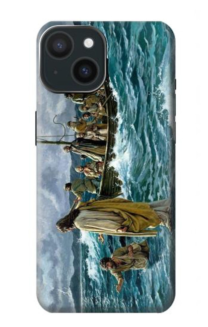 W1722 Jesus Walk on The Sea Hard Case and Leather Flip Case For iPhone 15