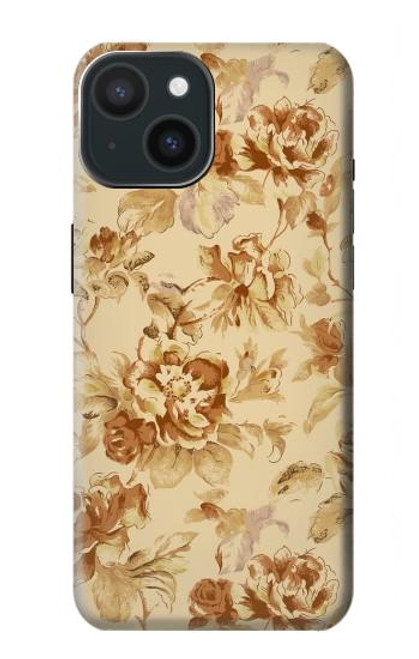 W2180 Flower Floral Vintage Pattern Hard Case and Leather Flip Case For iPhone 15