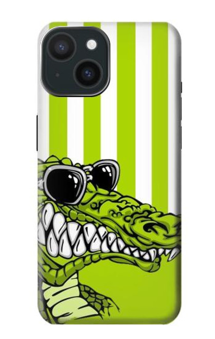 W2323 Funny Green Alligator Crocodile Hard Case and Leather Flip Case For iPhone 15