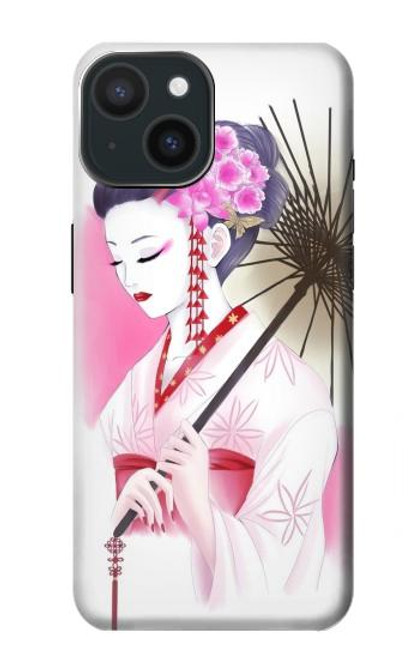 W2579 Japanese Traditional Geisha Kimono Hard Case and Leather Flip Case For iPhone 15