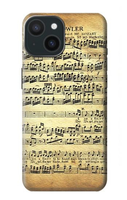 W2667 The Fowler Mozart Music Sheet Hard Case and Leather Flip Case For iPhone 15