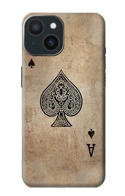 W2928 Vintage Spades Ace Card Hard Case and Leather Flip Case For iPhone 15