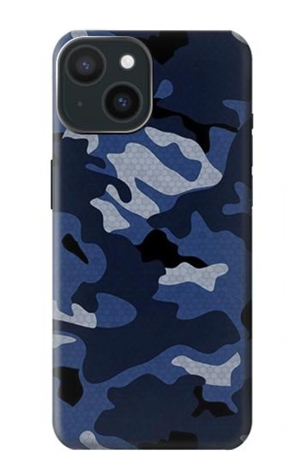 W2959 Navy Blue Camo Camouflage Hard Case and Leather Flip Case For iPhone 15