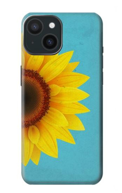 W3039 Vintage Sunflower Blue Hard Case and Leather Flip Case For iPhone 15