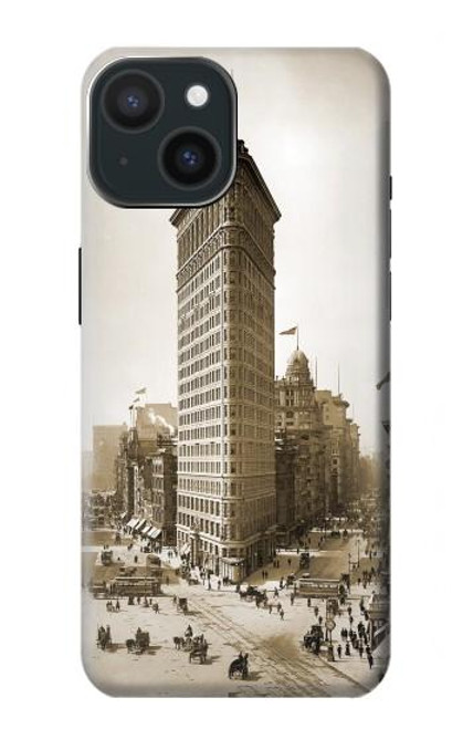 W3046 Old New York Flatiron Building Hard Case and Leather Flip Case For iPhone 15