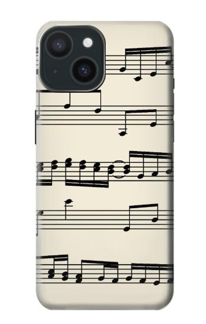 W3082 Music Sheet Hard Case and Leather Flip Case For iPhone 15