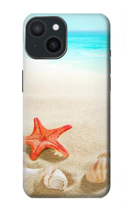 W3212 Sea Shells Starfish Beach Hard Case and Leather Flip Case For iPhone 15