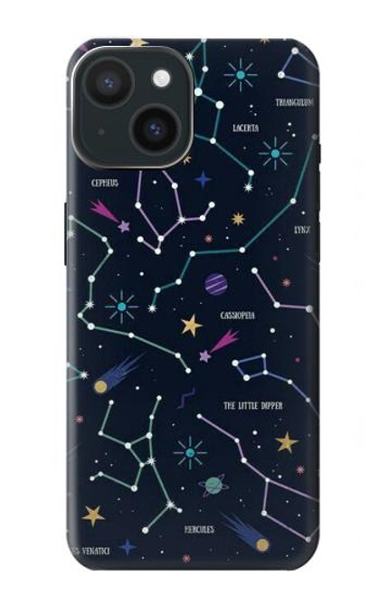 W3220 Star Map Zodiac Constellations Hard Case and Leather Flip Case For iPhone 15