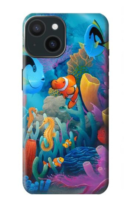 W3227 Underwater World Cartoon Hard Case and Leather Flip Case For iPhone 15
