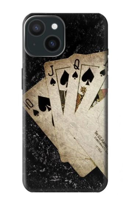 W3231 Vintage Royal Straight Flush Cards Hard Case and Leather Flip Case For iPhone 15