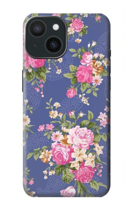 W3265 Vintage Flower Pattern Hard Case and Leather Flip Case For iPhone 15