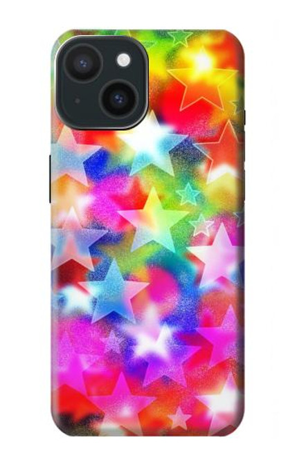 W3292 Colourful Disco Star Hard Case and Leather Flip Case For iPhone 15