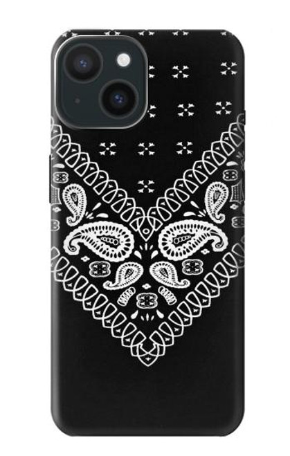 W3363 Bandana Black Pattern Hard Case and Leather Flip Case For iPhone 15