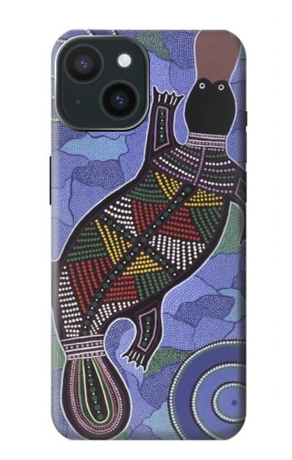 W3387 Platypus Australian Aboriginal Art Hard Case and Leather Flip Case For iPhone 15