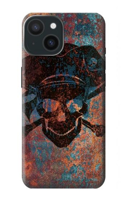 W3895 Pirate Skull Metal Hard Case and Leather Flip Case For iPhone 15